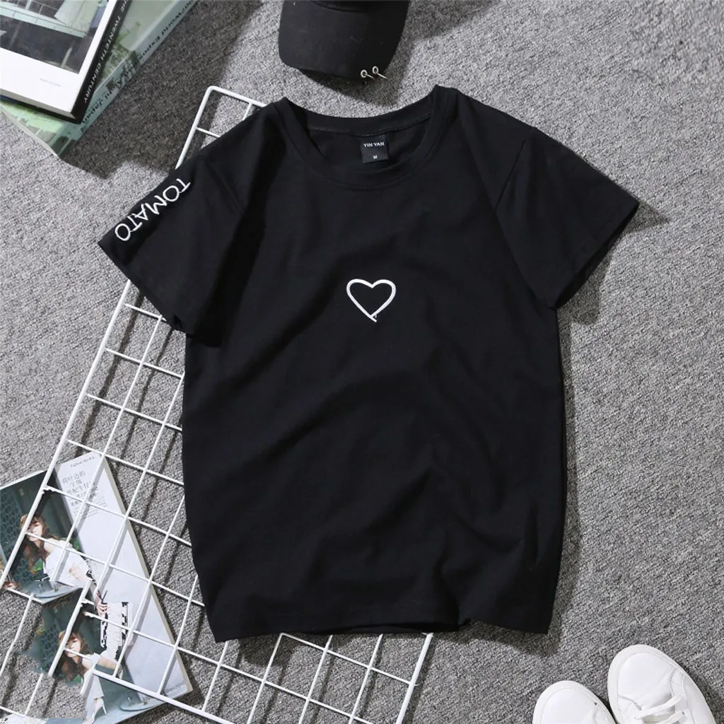 Топы Повседневная футболка s мужская женская повседневная короткий рукав с