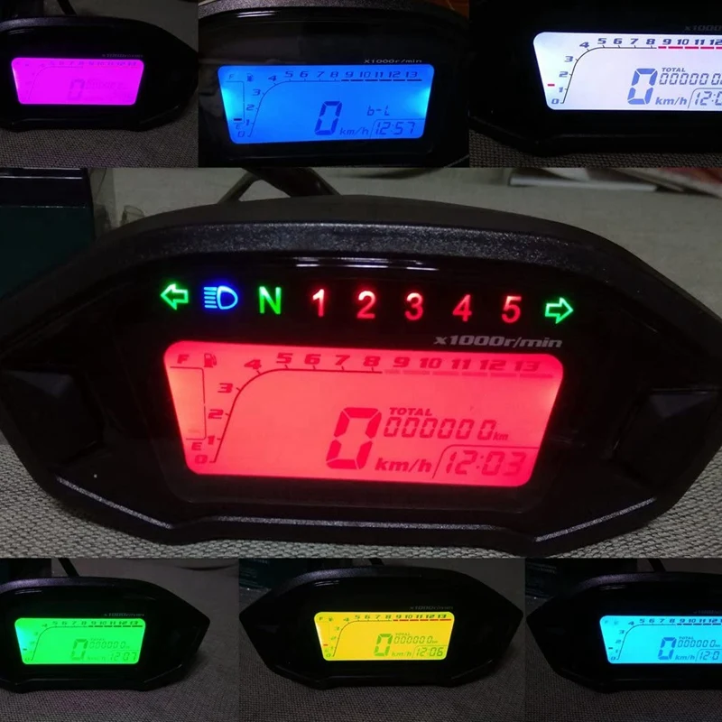 ЖК дисплей универсальный мотоцикл спидометр одометр 5 Шестерни 7 Подсветка 13000