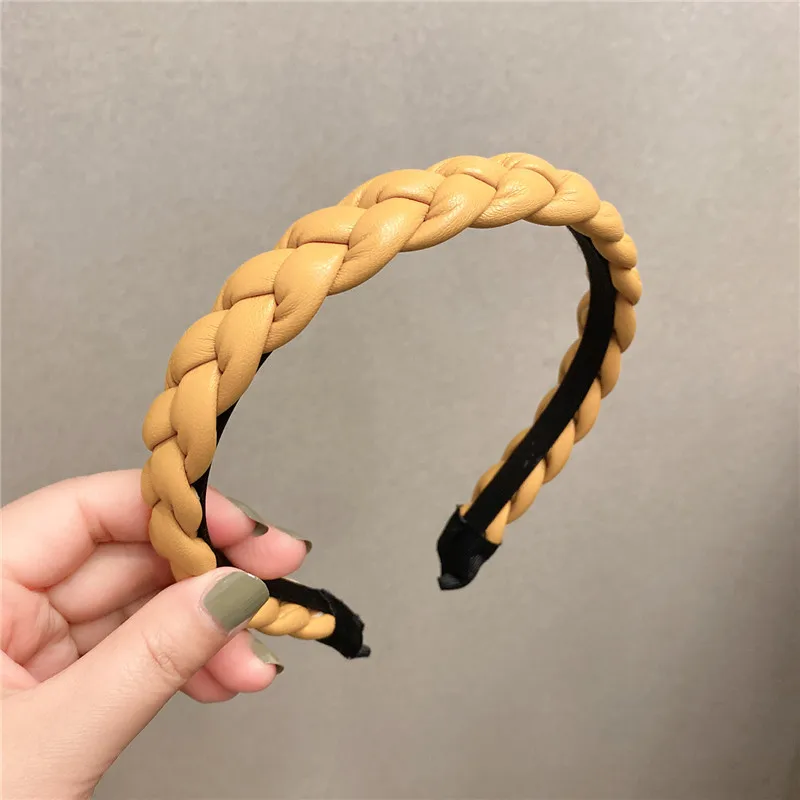 

New Fashion PU Hairband Women Braid Headband Bezel Hair Hoop Turban Headwear Korean Twist Elegant Hair Accessories