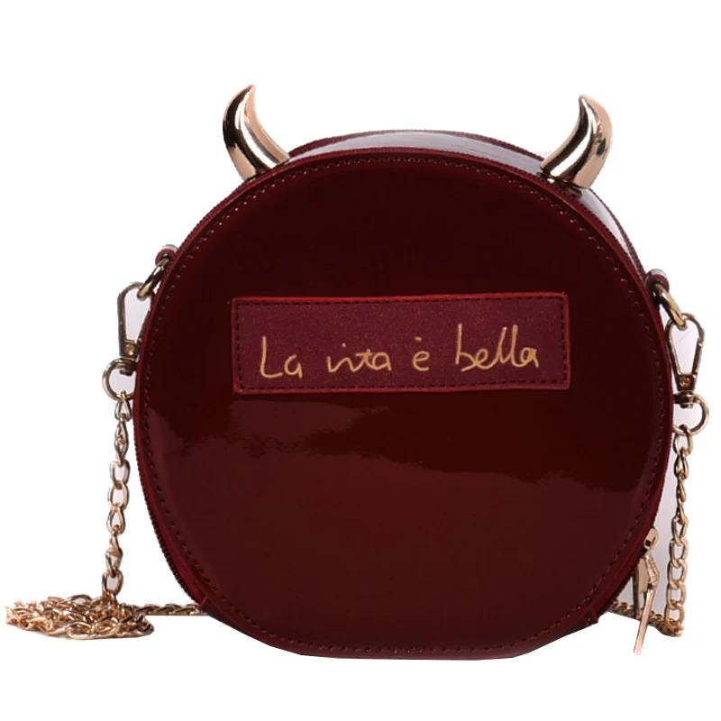 Модная Ослепительная сумка через плечо из лакированной кожи с круглым