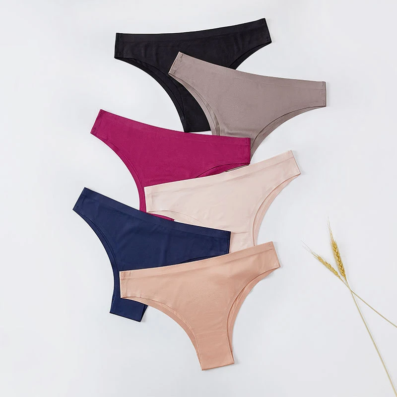 

QUCO Brand 6 Pcs/lot Women's Seamless Panties Thongs String Underwear Women Briefs Sexy Lingerie Intimate Ladies Solid Low-Rise
