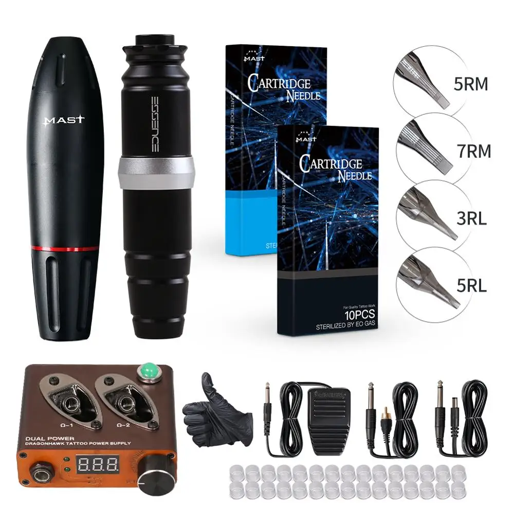 Dragonhawk TOP Tattoo Machine Set Kit 2 pcs Motor Rotary Pen Power Needles | Красота и здоровье