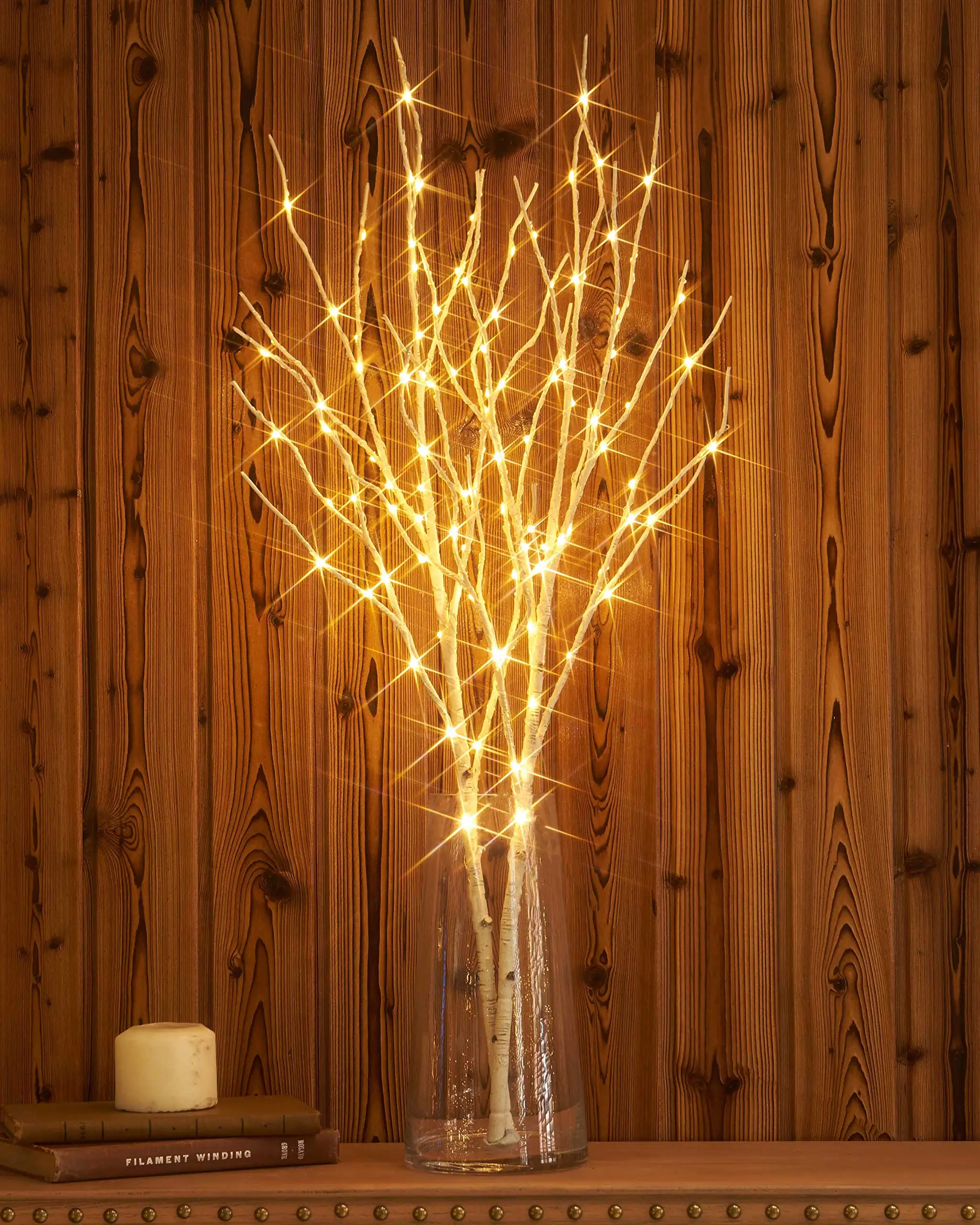 

100 LED Warm White Artificial Twig Birch Tree with Fairy Lights 80cm Battery Operated Willow Branch for Winter Christmas Holiday