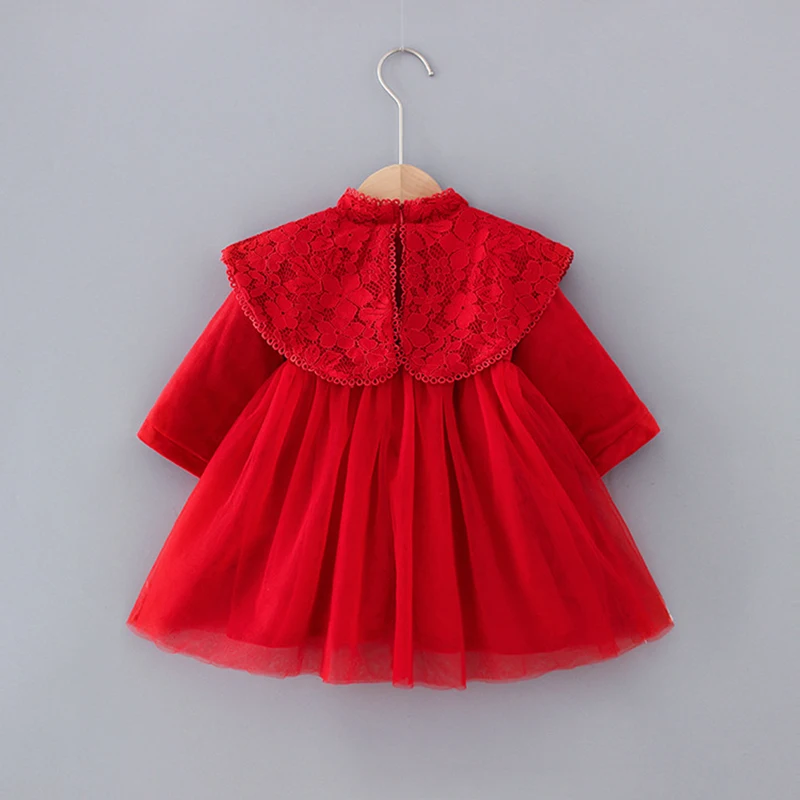 LZH Kids Christmas Dresses for Girls Lace Red Dress Autumn Winter Toddler Girl Long Sleeve Princess Party Children Clothes | Детская
