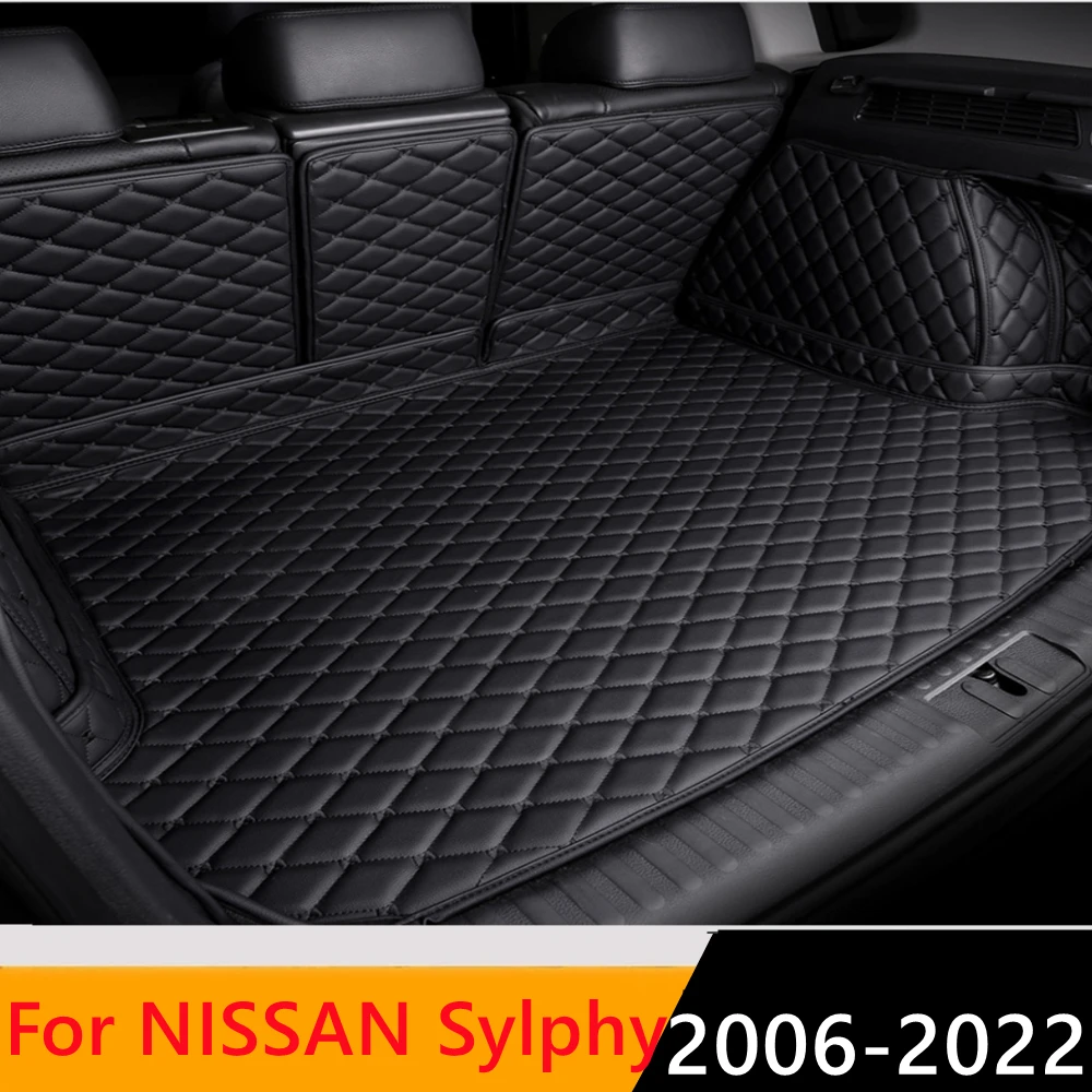 

Sinjayer Waterproof Highly Covered Car Trunk Mat Tail Boot Pad Carpet Cover High Side Cargo Liner For NISSAN Sylphy 2006 07-2022