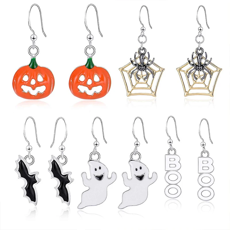 Новые забавные серьги в виде летучей мыши паука привидения Хэллоуина маленькие
