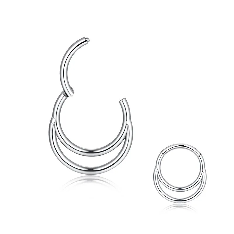 100% ASTM F136 Titanium moon nose ring Piercing 16G  Septum Clicker Helix  Ear Cartilage Daith Hoop Body Jewelry for Women Men images - 6
