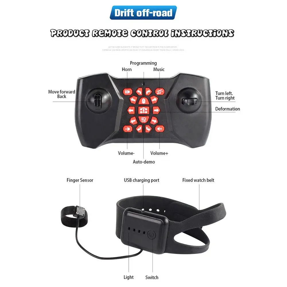 

Remote Control Stunt Car Gesture Induction Twisting Off-Road Vehicle Light Music Drift Dancing Side Driving Toy Gift for Kids