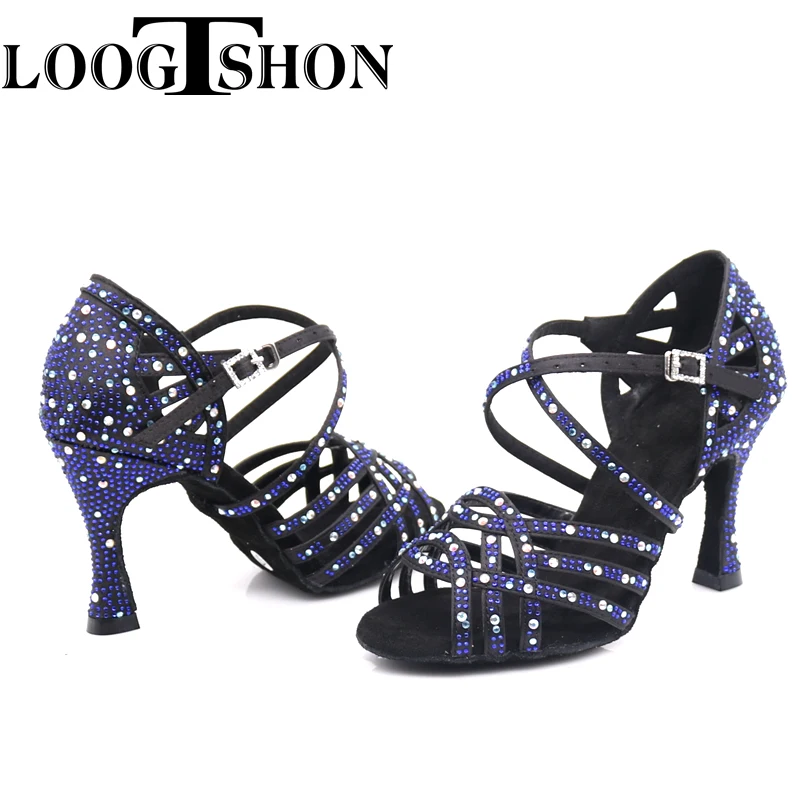 Loogtshon Dance Shoes for Women Ballroom Latin shoes Ladies Modern Tango Dancing Performance Shoes Salsa Sandals 7.5CM Heel