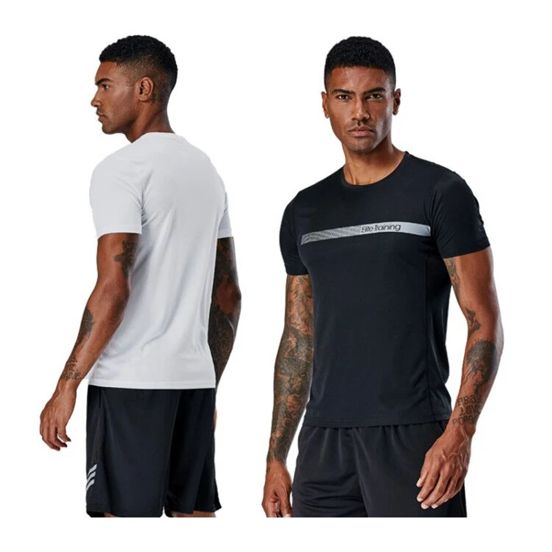 Облегающая одежда мужская футболка для бега спорта баскетбола фитнеса дышащие