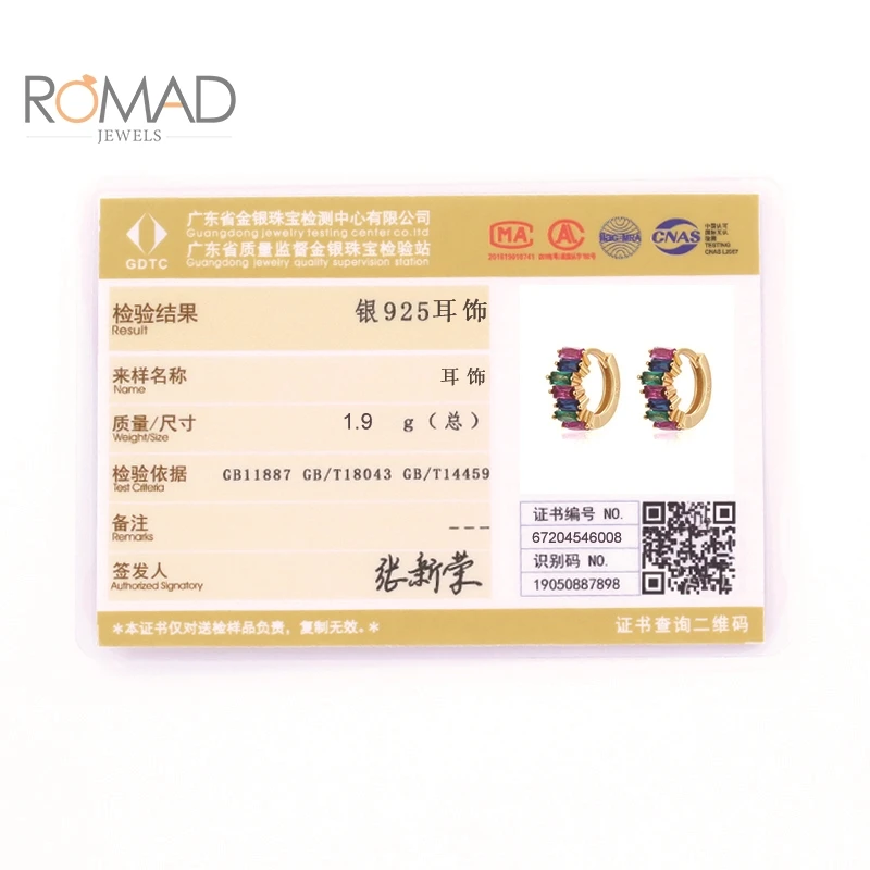 

ROMAD Real 925 Sterling Silver Earring For Women All-Match Colored French Bread Zircon Earrings Korean Jewelry Pendientes