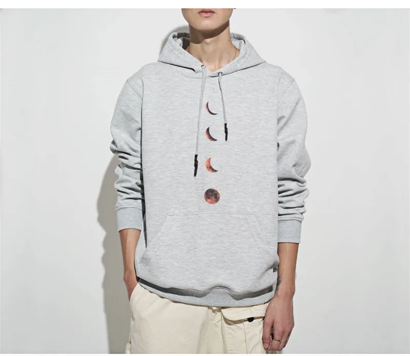 

Fashion Loose Hoodies Men Moon Printed High Street Sweatshirts Harajuku Japan Hoodie Streetwear Casual Long Sleeve Tops Male