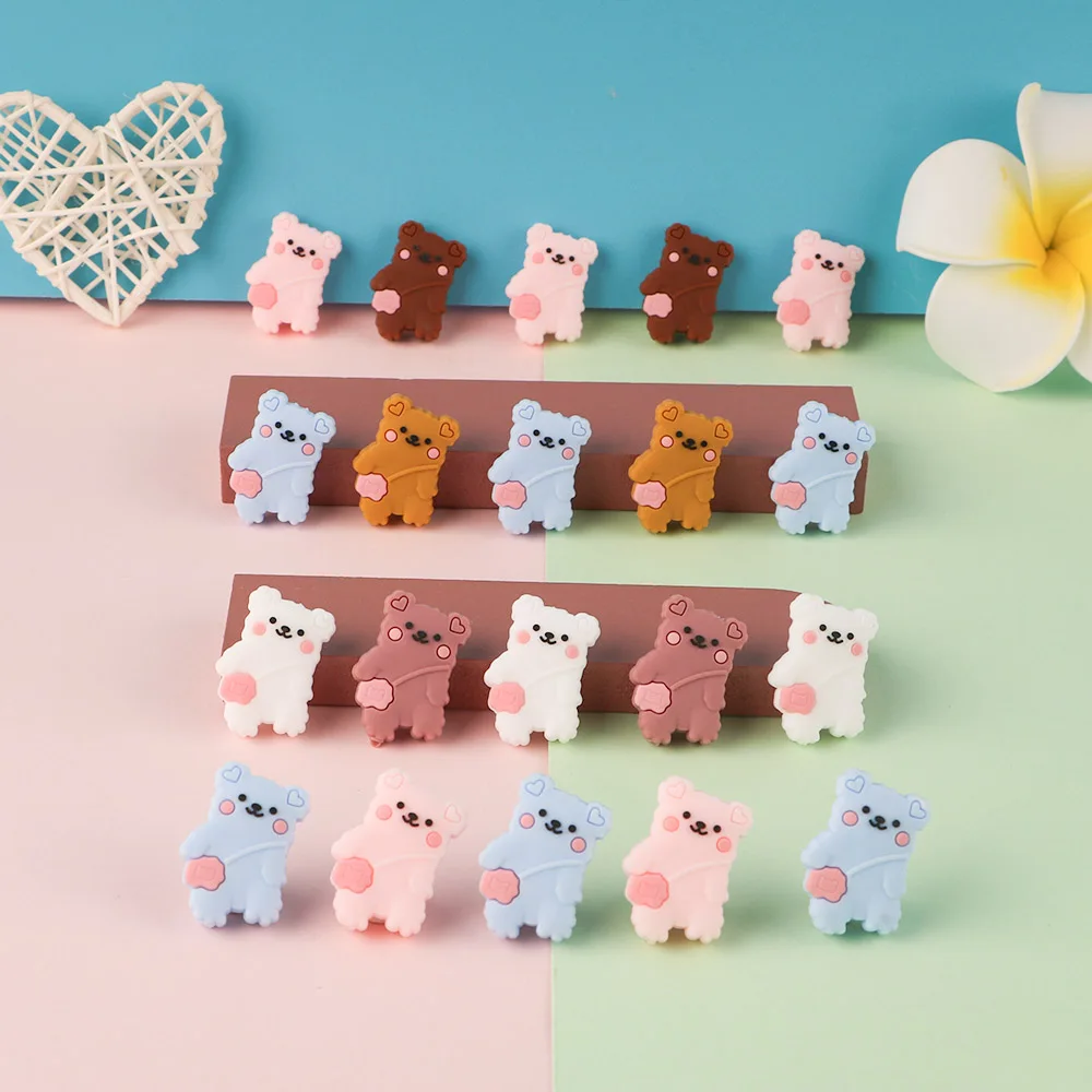 Sunrony-Cuentas de silicona con forma de Animal para beb&eacute;, mordedor, cadena de chupete, accesorios de joyer&iacute;a, 10 piezas-0