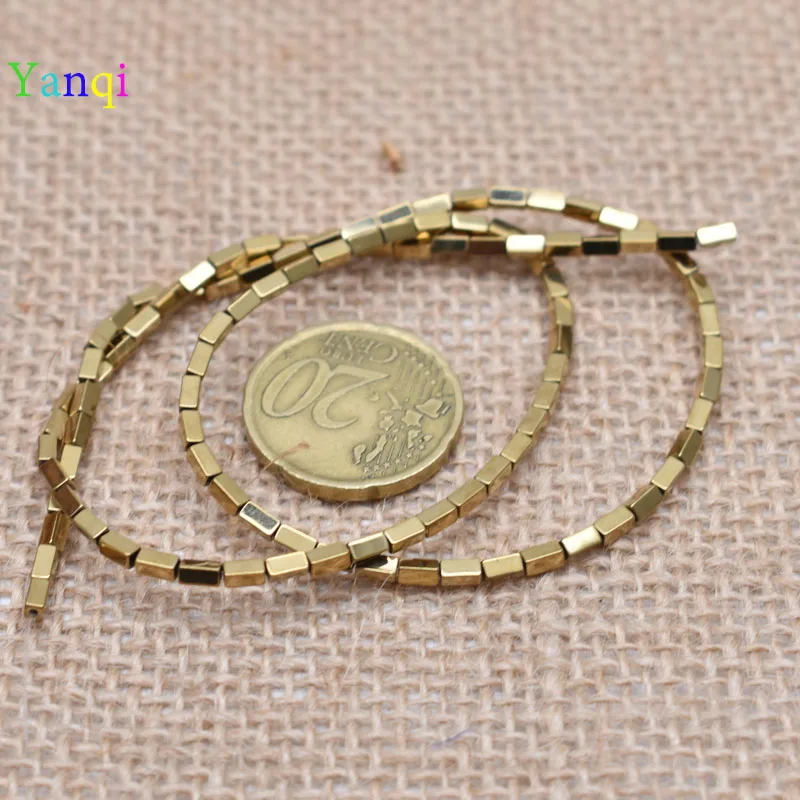 1-2x4mm 95 шт./лот, блестящие разноцветные бусины из натурального камня, гематит, прямоугольные бусины квадратной формы для самостоятельного изготовления ювелирных изделий - Цвет: 1-2x4mm