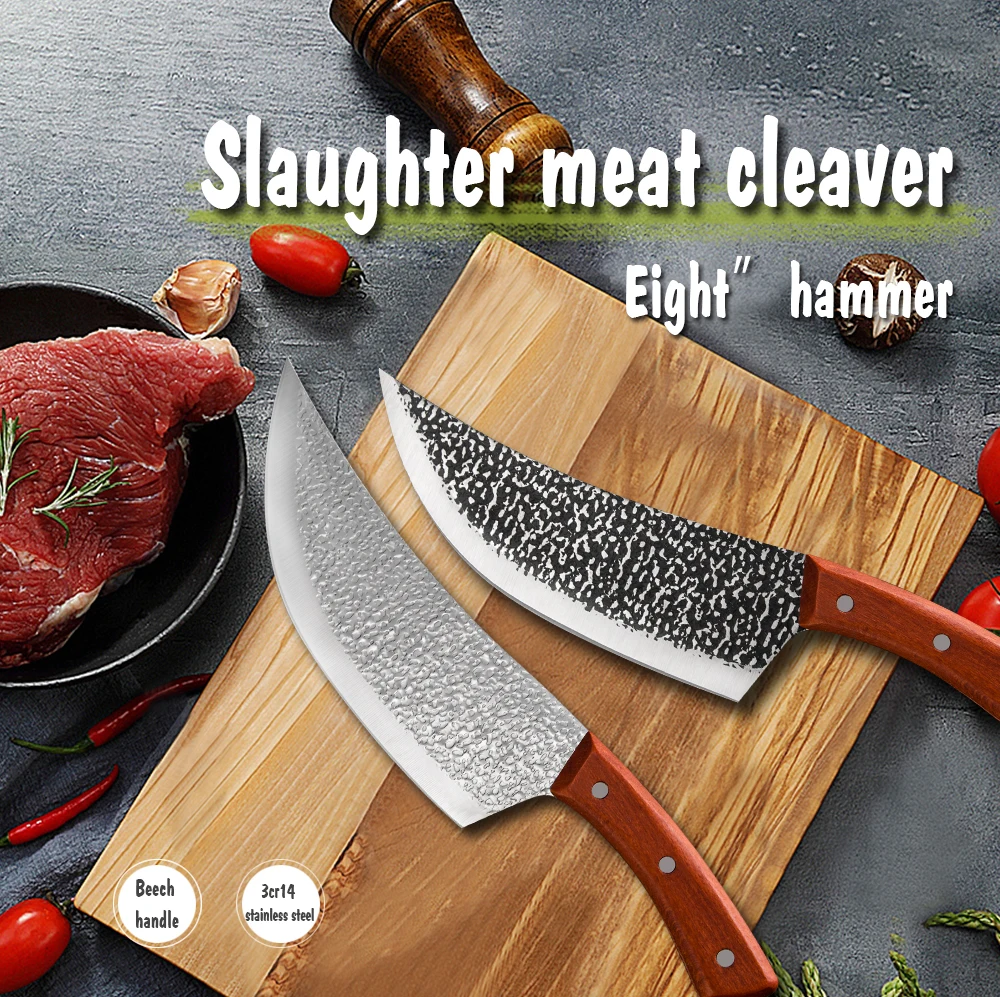 SOWOLL 8 дюймовый ручной Кованый нож мясника шеф повара лезвие Молотка из