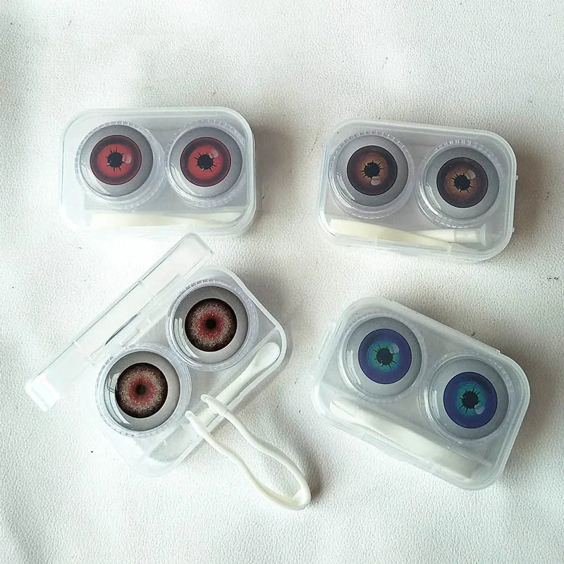 Коробка для контактных линз с мультяшным аниме глазным украшением круглый чехол