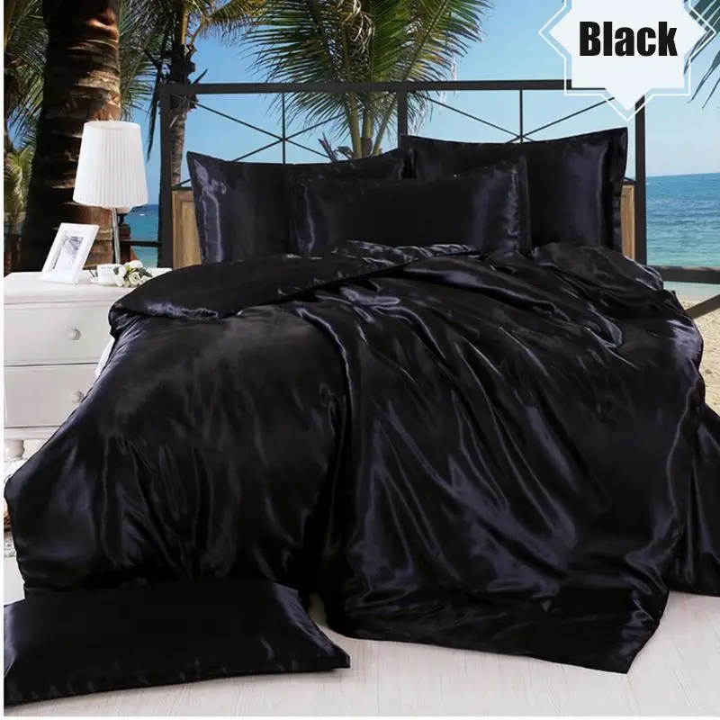 

20 Summer Silk Sheets Solid Silk Bedspreads Bed Linen Cotton 4 Pcs Duvet Cover Sets Home Textile Bedsheet Pillowcase D20