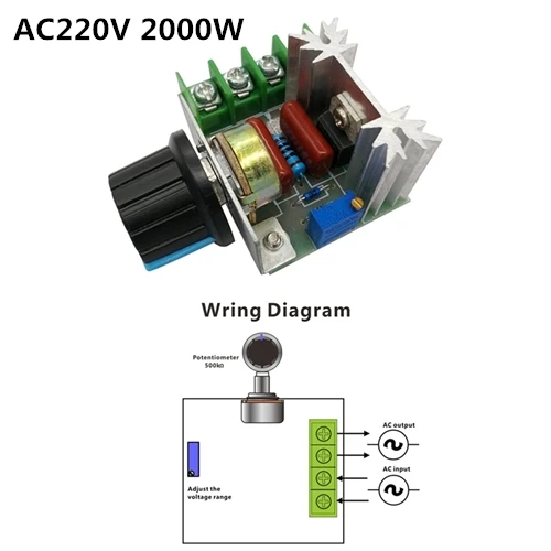 2000W AC 220 В 2000 Вт SCR регулятор напряжения Диммеры Регулятор скорости двигателя термостат электронный регулятор напряжения модуль - Цвет: 2000W