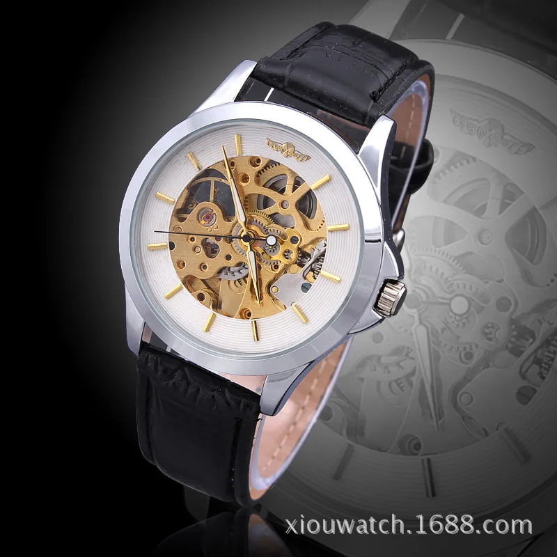 

Winner1004132 men's casual fashion belt watch watch automatic mechanical hollow watch