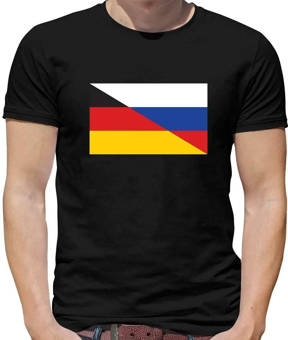 

Half German Half Russian Flag Mens T-Shirt - Russia - Germany - Deutschland