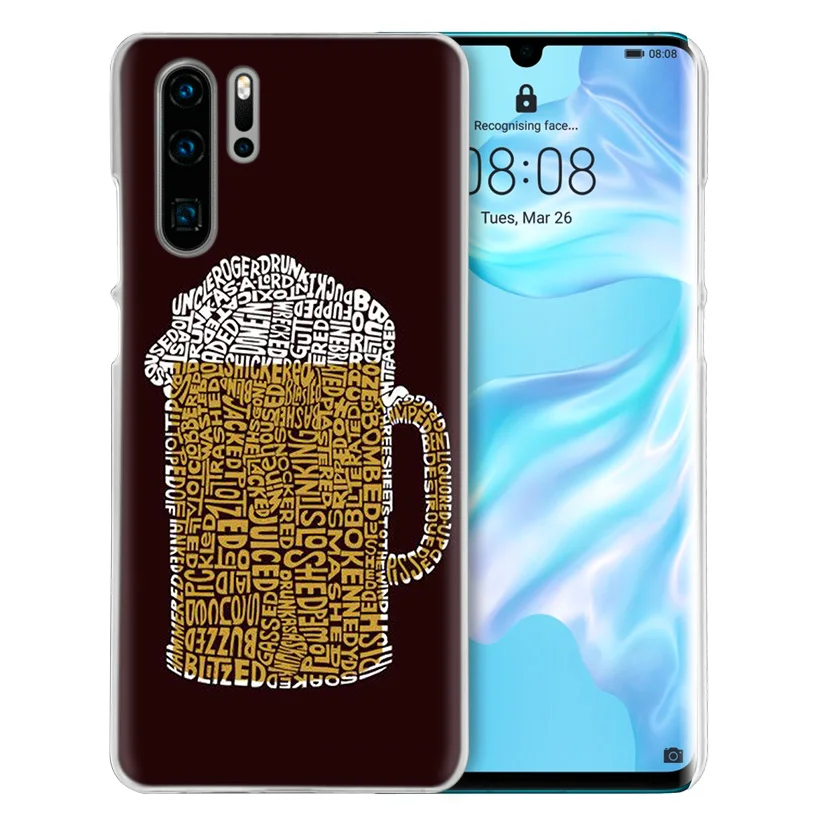 Жесткий чехол-накладка из поликарбоната для huawei Honor P20 mate 20 10 P10 P9 P8 8X9 Lite P Smart+ Plus Nova 3i прозрачный чехол с изображением пива