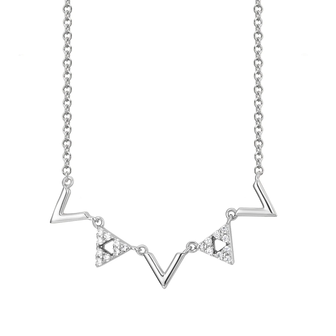 

MrUnicorn S925 Silver Euro-American Wind Triangle Necklace Geometric Sterling Silver Chain for Girlfriend
