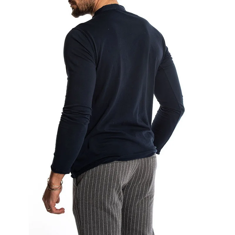 Футболка мужская хлопковая футболка с длинным рукавом Однотонная Топы И