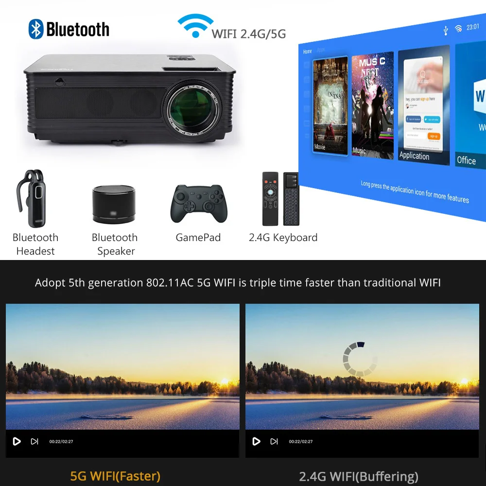 ThundeaL HD проектор TD86 4000 люмен Android 6,0 WiFi Bluetooth проектор Поддержка Full HD 1080P светодиодный M5 M5W 3D видео проектор