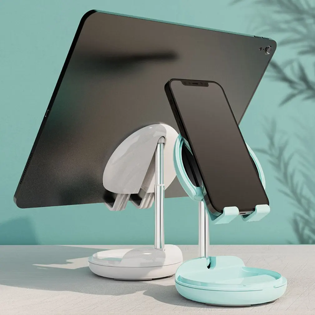 

Desktop Phone Holder Foldable Adjustable with Makeup Mirror Extend Support Desk Mobile Tablet Stand For Makeup For IPhone IPad