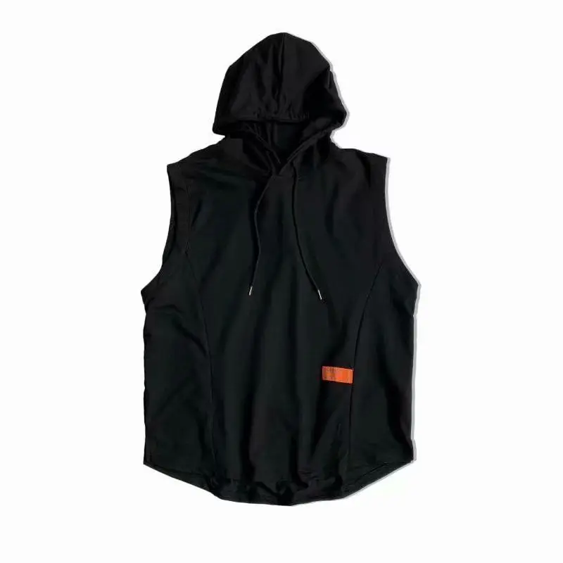 

4 Colors Sleeveless Hooded T-shirt Men's Summer Loose Plus Size Sports Tops Men's Clothing Vest Short Sleeve T-shirt Loose Trend