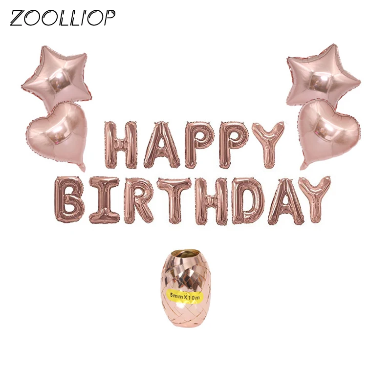Happy Birthday balloon air Letters Alphabe Rose Gold foil balloons kids toy wedding party birthday helium globos baloon | Дом и сад