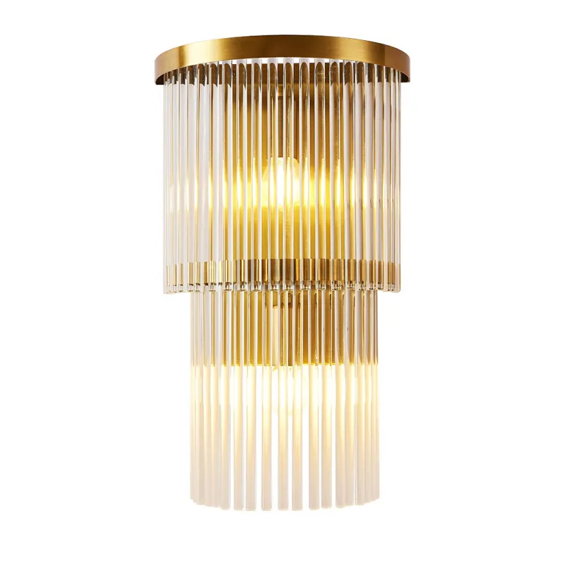 

Post Modern LED Wall Lights Luxury Crystal Glass Lampshade Golden Hotel Villa Hallway Staircase Indoor Decor Metal Wall Sconces