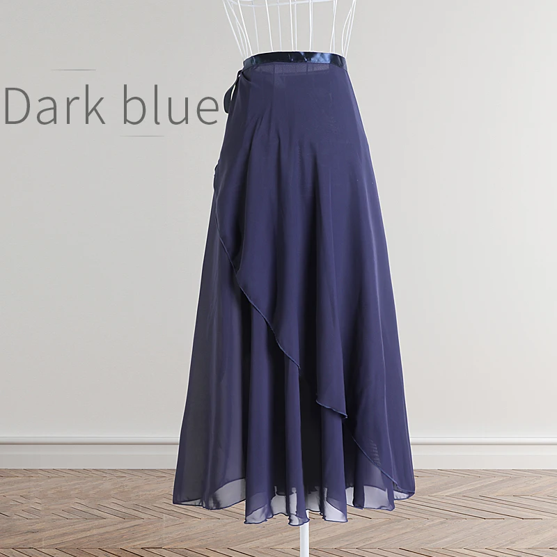 Dark Blue Взрослые длинные шифоновые балетные юбки женские лирические мягкие балетные платья черные бордовые танцевальные костюмы - Цвет: Dark Blue