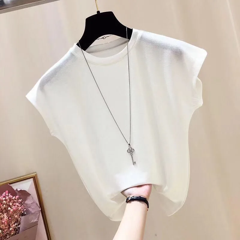 

Women Shirt Chiffon Solid Blouses for Women Sleeveless Shirt Top Pullover O-neck Blouse Office Woman Summer Fashion Basic Shirts