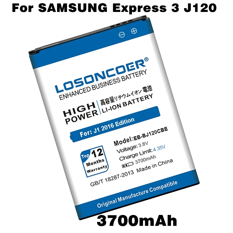 Аккумулятор 3700 мАч для Samsung Galaxy J1 2016 версия аккумулятора J120F Express 3 J120A J120T J120 J120H|battery