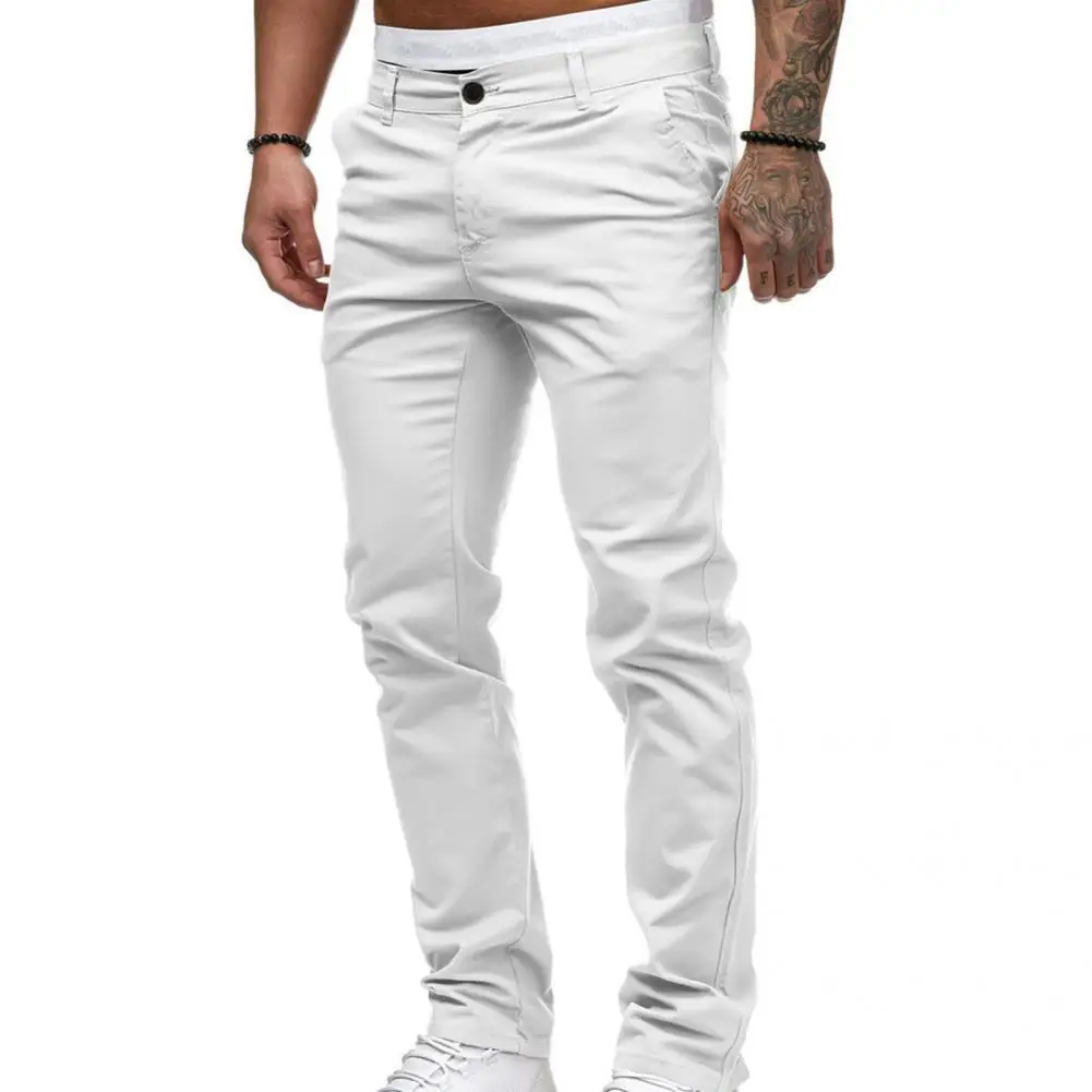 

Spring Trousers Classic Men Trousers Simple Colorfast Useful Elastic Slim Fit Men Trousers