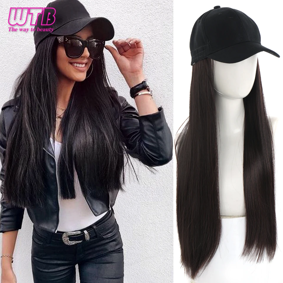 Синтетическая бейсболка WTB парик из волос длинные прямые волосы с естественным