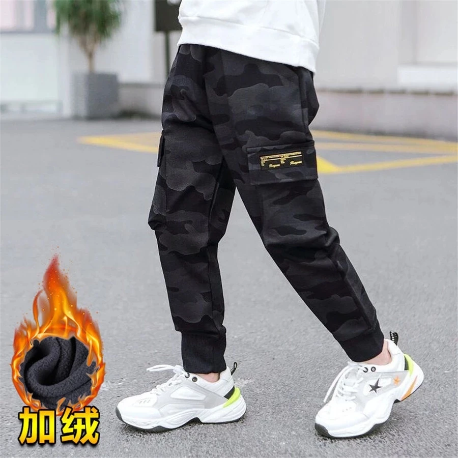 

4 6 8 12 14 Years Pants Boys Clothing New winter Camouflage Trousers For Boys Casual Boys Pants Loose Kids Pants Teenage