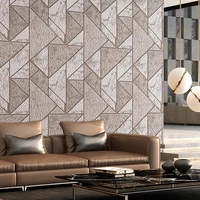 geometric pattern thicken 3d embossed non woven flocking gray brown grid wallpaper for bedroom living room wall paper decoration
