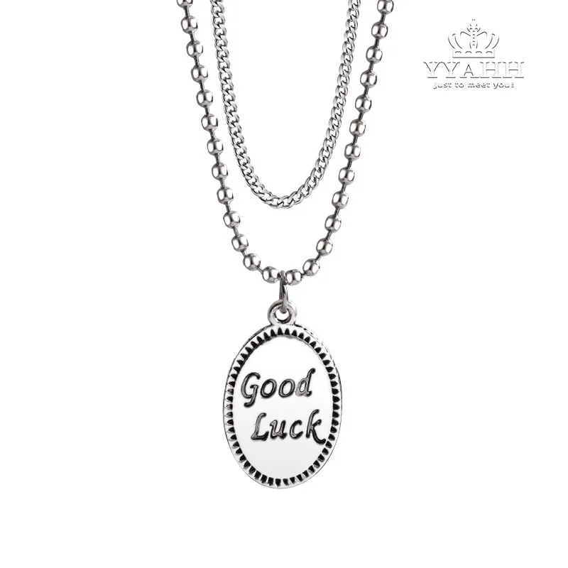 

East Gate Titanium Alphabet Oval Necklace for Women Fashion Creative Web Celebrity with The Same Sweater Chain