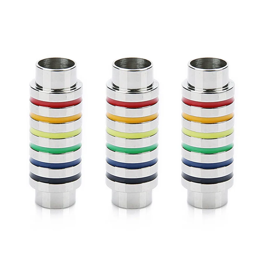 

2Pcs/lot Colorful Stripe Magnetic Clasps Connector Bracelets Stainless Steel Inner 6mm Diameter Jewelry Accessories Clasp
