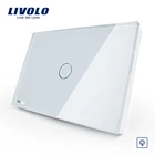 Сенсорный выключатель LIVOLO US AU standard, 1 полоска, переключатель, беспроводное управление, 110-250 В, белая стеклянная панель, диммер, таймер, дверной звонок