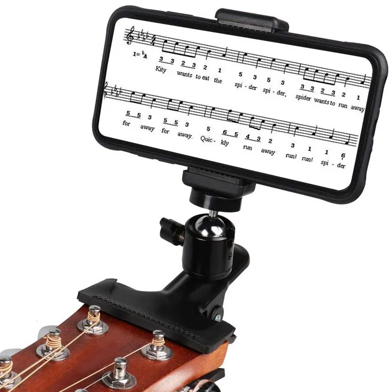 

Guitar Headstock Cell Phone Clamp Clip Mount for Smartphones and Action Cameras PUZ777