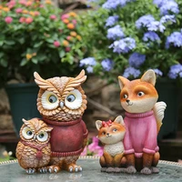 creative owl fairy garden cute animals miniature figurines outdoor patio resin crafts home decoration accessories
