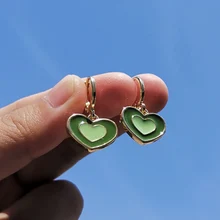 ZX Cute Candy Color Enamel Heart Huggies Hoop Earrings for Women Fashion Girls Hanging Earrings Party Jewelry Wholesale Bijoux