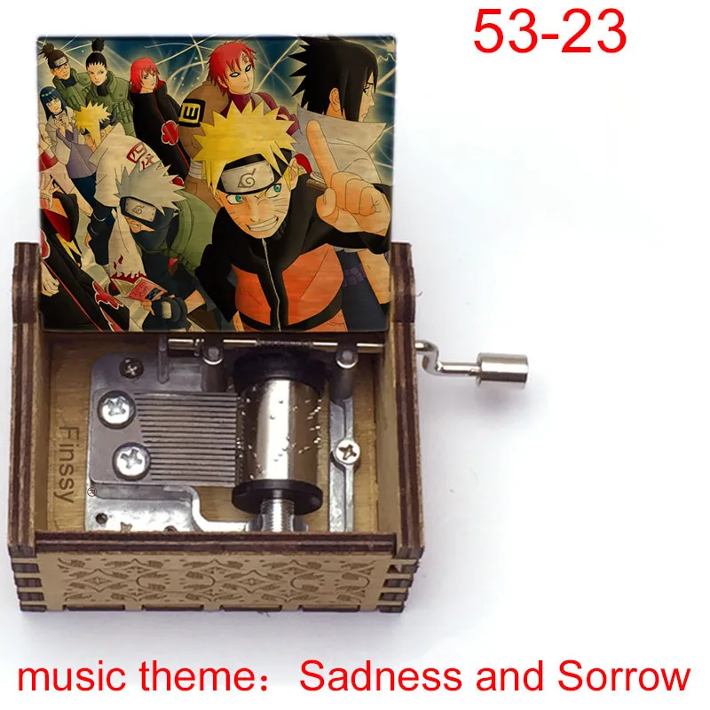 

Sadness And Sorrow MUSIC THEME Obito Iitachi Kakashi Print Wooden Music Box Anime Cosplay Party Gift Christmas Kids gift