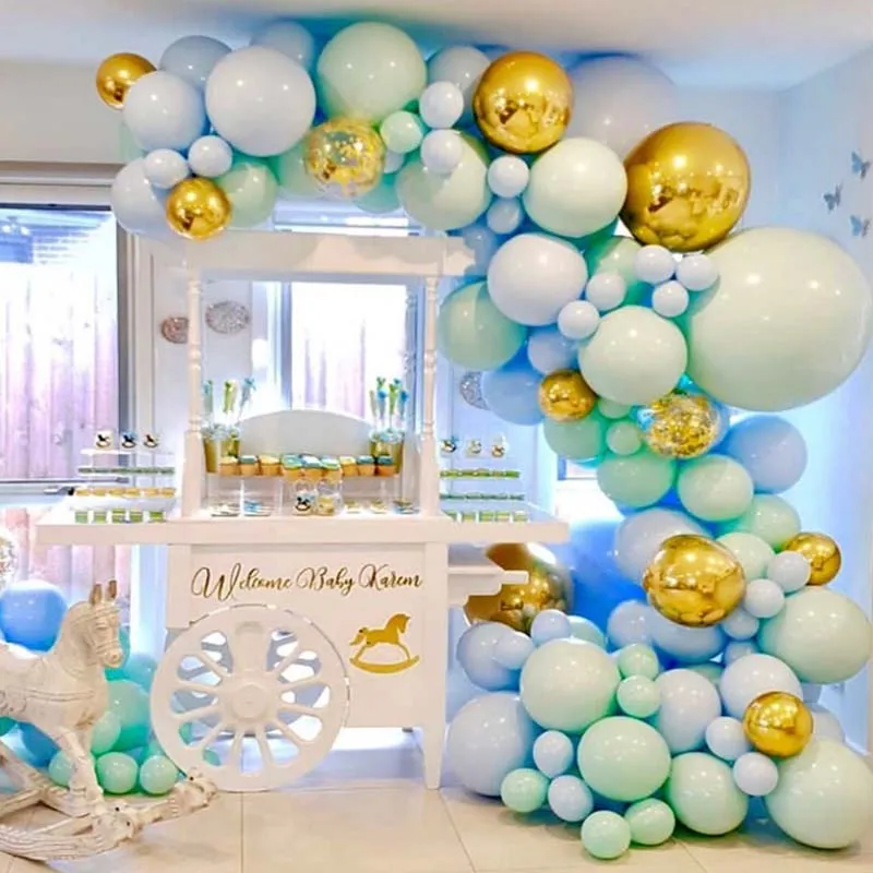 126pcs/set Macaron Blue Pastel Balloons Garland Arch Kit Confetti Birthday Wedding Baby Shower Anniversary Party Decoration ZN