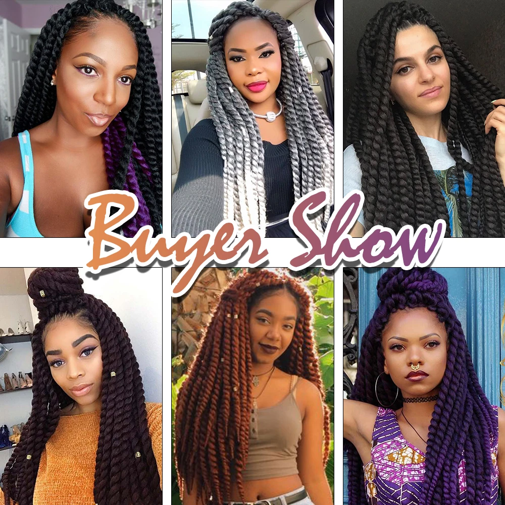 Mambo Twist Crochet Braids 22 Inch Ombre Color Synthetic Hair Jumbo Extensions Red Blonde |