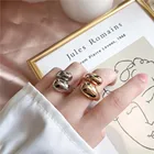 Простое регулируемое металлическое большое открытое кольцо на палец с геометрическим рисунком модное Трендовое минималистичное однотонное кольцо для женщин золотого и серебряного цвета