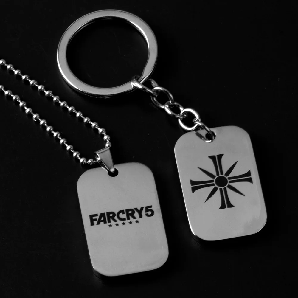 Game FAR CRY 5 Cosplay Props Sign LOGO Keychain Necklace Fashion Accessories Men Woman Gift Stainless Steel | Тематическая одежда
